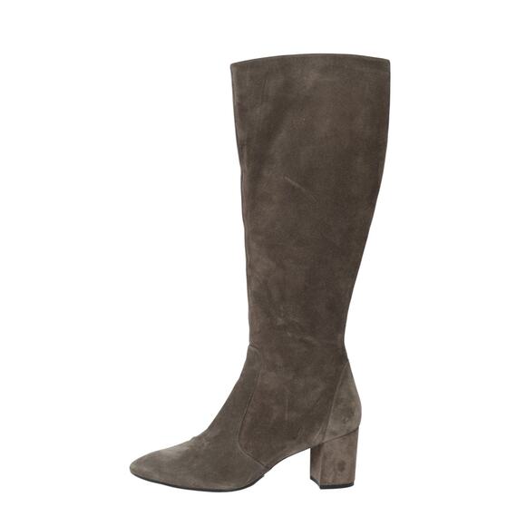 Stuart Weitzman Shoes - STUART WEITZMAN Gray Suede Knee-High Zip Boots Size 40.5 US 10.5